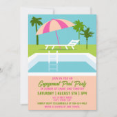 Modern Engagement Pool Party Tropical Summer 招待状 (正面)