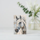 Modern Equestrian – Abstract Grey Horse Design 名刺 (スタンド正面)
