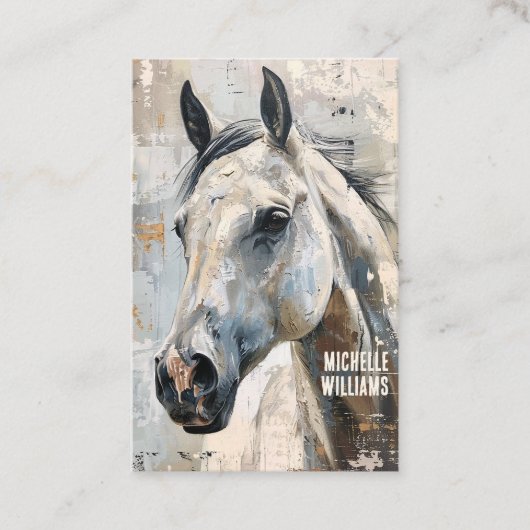 Modern Equestrian – Abstract Grey Horse Design 名刺 (正面)