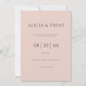 Modern Estate Blush Pink Wedding Invitation 招待状 (正面)