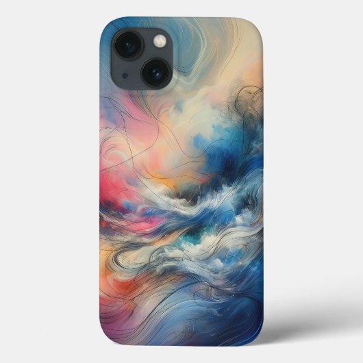 Modern Ethereal Cloud Flow Phone Case Vibrant Blue Case-Mate iPhoneケース (裏面)