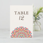 Modern Ethnic Floral Mandala Wedding Table Number 招待状 (スタンド正面)