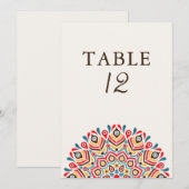 Modern Ethnic Floral Mandala Wedding Table Number 招待状 (正面/裏面)