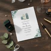 Modern Eucalyptus & Candle Wedding Invitation  招待状