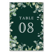 Modern Eucalyptus Greenery Emerald Green Wedding テーブルナンバー (正面)