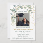 Modern Eucalyptus Greenery Grad Party 招待状 (正面)