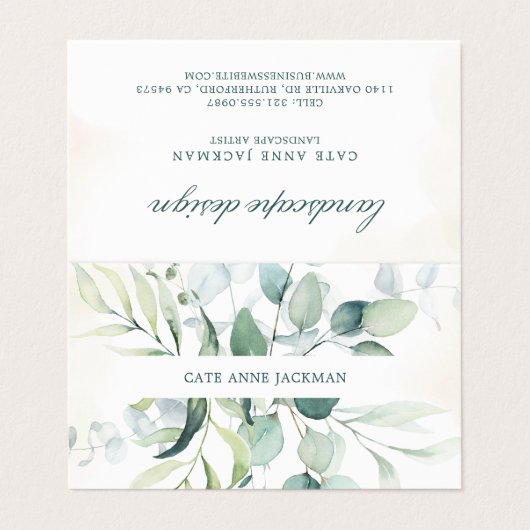 Modern Eucalyptus Greenery QR Code Elegant 名刺 (外部フラット)