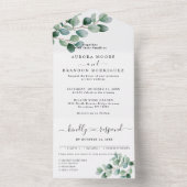 Modern Eucalyptus Greenery Wedding オールインワン招待状 (内側)