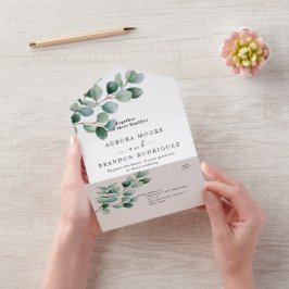 Modern Eucalyptus Greenery Wedding オールインワン招待状