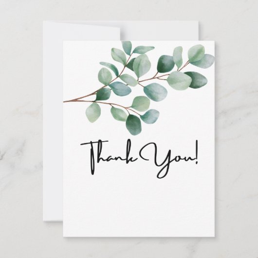 Modern Eucalyptus Greenery Wedding サンキューカード (正面)
