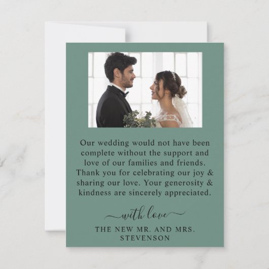 Modern Eucalyptus Greenery Wedding サンキューカード (裏面)