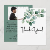 Modern Eucalyptus Greenery Wedding サンキューカード (正面/裏面)