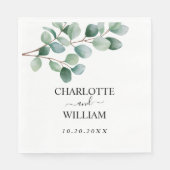 Modern Eucalyptus Greenery Wedding スタンダードランチョンナプキン (正面)