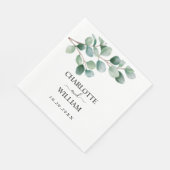 Modern Eucalyptus Greenery Wedding スタンダードランチョンナプキン (角)