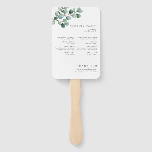 Modern Eucalyptus Greenery Wedding ハンドファン (裏面)