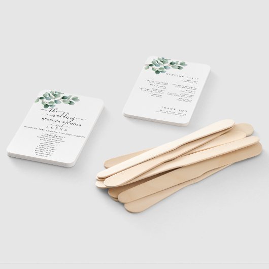 Modern Eucalyptus Greenery Wedding ハンドファン (組立なし)