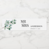 Modern Eucalyptus Greenery Wedding ペットボトルラベル (シングルラベル)