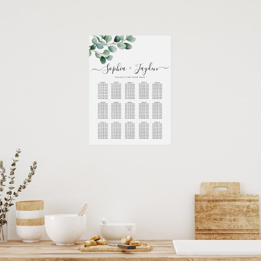 Modern Eucalyptus Greenery Wedding ポスター (キッチン)