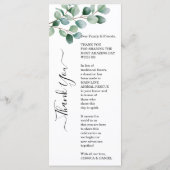 Modern Eucalyptus Greenery Wedding メニュー (裏面)
