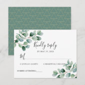 Modern Eucalyptus Greenery Wedding 出欠カード (正面/裏面)
