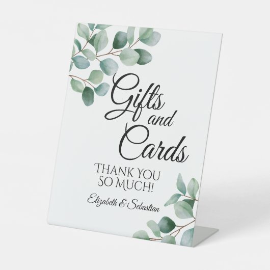 Modern Eucalyptus Greenery Wedding 台座サイン (正面)