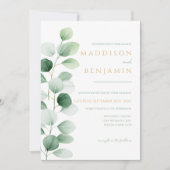 Modern Eucalyptus Greenery Wedding 招待状 (正面)