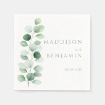 Modern Eucalyptus Greenery Wedding Napkin