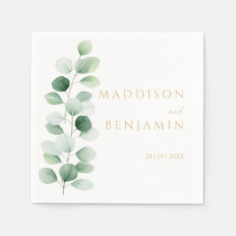 Modern Eucalyptus Greenery Wedding Napkin スタンダードカクテルナプキン