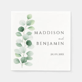 Modern Eucalyptus Greenery Wedding Napkin スタンダードカクテルナプキン