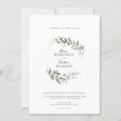 Modern Eucalyptus Greenery Wedding QR Code RSVP 招待状 (正面)