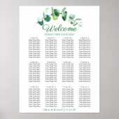 Modern Eucalyptus Greenery Wedding Seating Chart ポスター (正面)