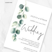 Modern Eucalyptus Script QR code Sage Wedding 招待状