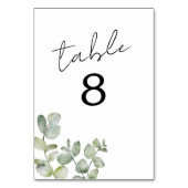 Modern Eucalyptus Watercolor Wedding Table Number テーブルナンバー (正面)
