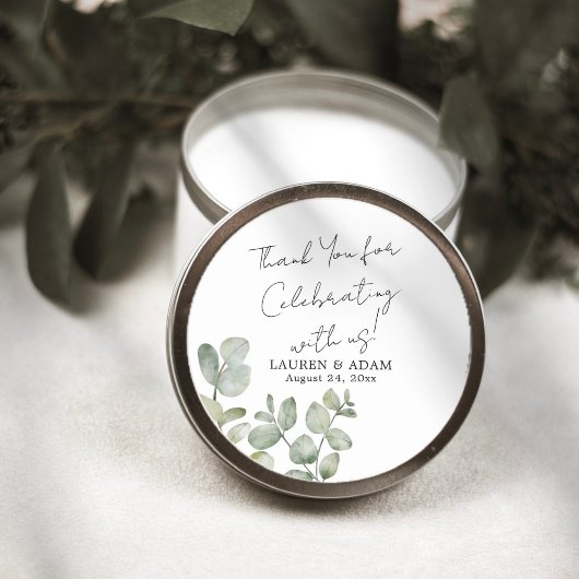 Modern Eucalyptus Wedding Favor ラウンドシール
