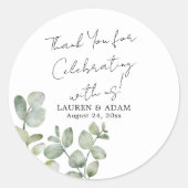 Modern Eucalyptus Wedding Favor ラウンドシール (正面)