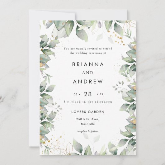 Modern Eucalyptus Wedding Invitation 招待状 (正面)
