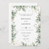 Modern Eucalyptus Wedding Invitation 招待状 (正面/裏面)