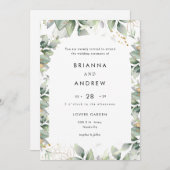 Modern Eucalyptus Wedding Invitation Einladung 招待状 (正面/裏面)