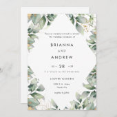 Modern Eucalyptus Wedding Invitation Einladung 招待状 (正面/裏面)