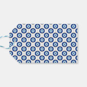 Modern Evil Eye Pattern Blue & Gold Protection ギフトタグ (裏面横)