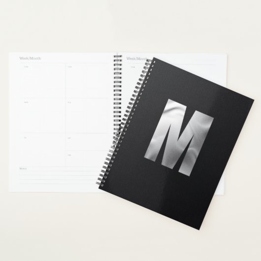 Modern Executive Monogram | Bold Silver Foil プランナー手帳 (ディスプレー)