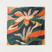 Modern exotic jungle plants illustration pattern.  タペストリー (正面(横))