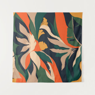 Modern exotic jungle plants illustration pattern.  タペストリー