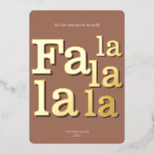 Modern Fa La Mocha Simple Typography Gold 箔シーズンカード (正面)
