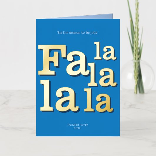 Modern Fa La Sky Blue Simple Minimal Chic Gold 箔シーズンカード (正面)