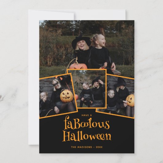 Modern Faboolous Halloween Photo Collage シーズンカード (正面)