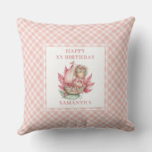 Modern Fairy Girl Blush Floral Birthday Pillow   クッション (裏面)