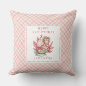 Modern Fairy Girl Blush Floral Birthday Pillow   クッション (正面)