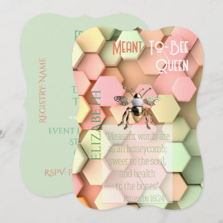 Modern Faith Peach Pink Yellow Green Hive Gold Bee 招待状