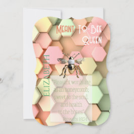 Modern Faith Peach Pink Yellow Green Hive Gold Bee 招待状